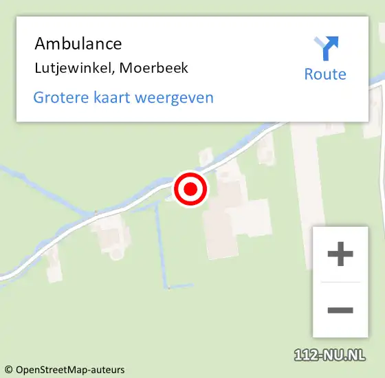 Locatie op kaart van de 112 melding: Ambulance Lutjewinkel, Moerbeek op 23 juli 2022 11:20
