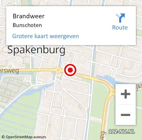Locatie op kaart van de 112 melding: Brandweer Bunschoten op 23 juli 2022 13:06