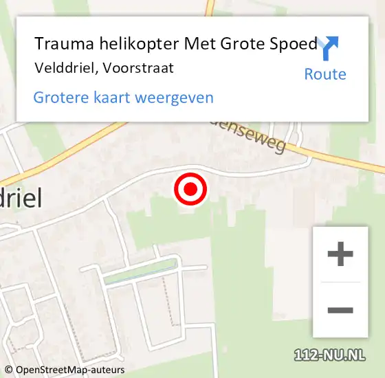 Locatie op kaart van de 112 melding: Trauma helikopter Met Grote Spoed Naar Velddriel, Voorstraat op 23 juli 2022 13:36