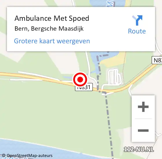 Locatie op kaart van de 112 melding: Ambulance Met Spoed Naar Bern, Bergsche Maasdijk op 23 juli 2022 14:37