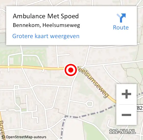 Locatie op kaart van de 112 melding: Ambulance Met Spoed Naar Bennekom, Heelsumseweg op 23 juli 2022 15:43