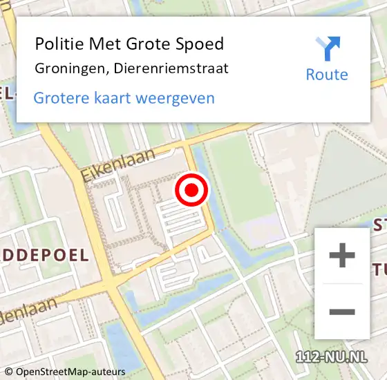 Locatie op kaart van de 112 melding: Politie Met Grote Spoed Naar Groningen, Dierenriemstraat op 23 juli 2022 19:06