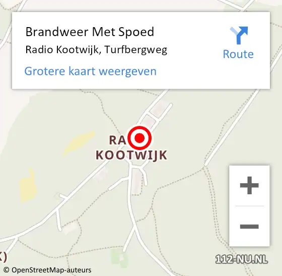 Locatie op kaart van de 112 melding: Brandweer Met Spoed Naar Radio Kootwijk, Turfbergweg op 23 juli 2022 19:21