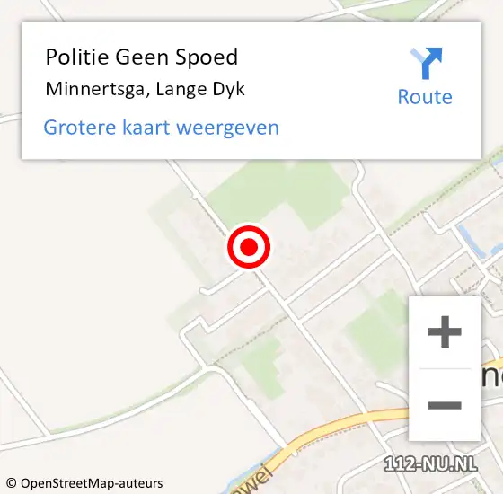 Locatie op kaart van de 112 melding: Politie Geen Spoed Naar Minnertsga, Lange Dyk op 23 juli 2022 19:37