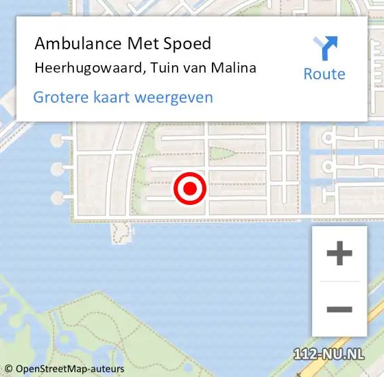 Locatie op kaart van de 112 melding: Ambulance Met Spoed Naar Heerhugowaard, Tuin van Malina op 23 juli 2022 19:37
