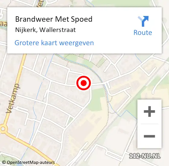 Locatie op kaart van de 112 melding: Brandweer Met Spoed Naar Nijkerk, Wallerstraat op 23 juli 2022 20:13