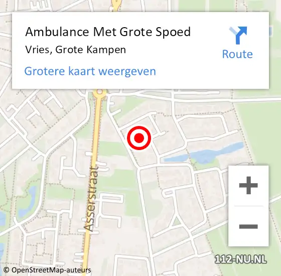 Locatie op kaart van de 112 melding: Ambulance Met Grote Spoed Naar Vries, Grote Kampen op 23 juli 2022 21:46
