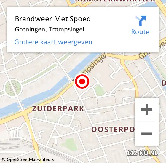 Locatie op kaart van de 112 melding: Brandweer Met Spoed Naar Groningen, Trompsingel op 24 juli 2022 00:52