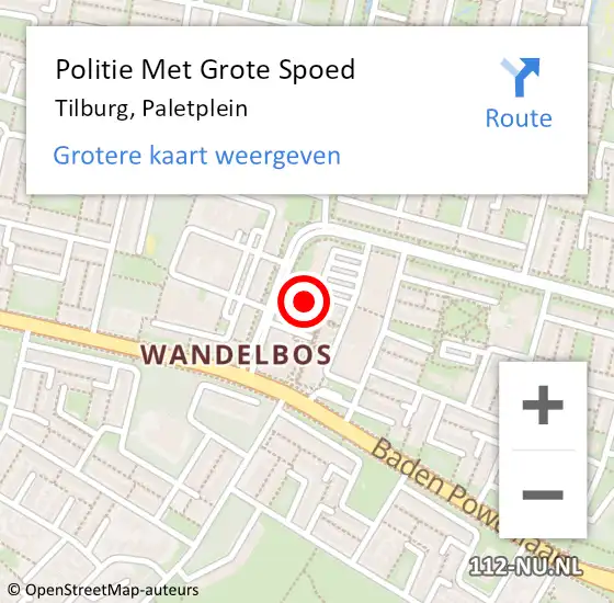 Locatie op kaart van de 112 melding: Politie Met Grote Spoed Naar Tilburg, Paletplein op 24 juli 2022 00:58