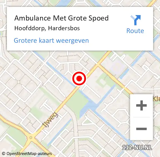 Locatie op kaart van de 112 melding: Ambulance Met Grote Spoed Naar Hoofddorp, Hardersbos op 24 juli 2022 01:08