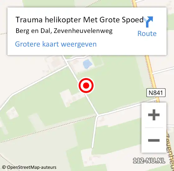 Locatie op kaart van de 112 melding: Trauma helikopter Met Grote Spoed Naar Berg en Dal, Zevenheuvelenweg op 24 juli 2022 02:48