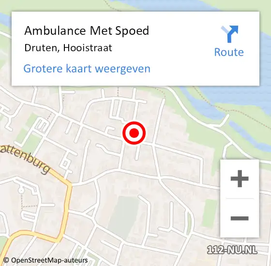 Locatie op kaart van de 112 melding: Ambulance Met Spoed Naar Druten, Hooistraat op 24 juli 2022 05:26