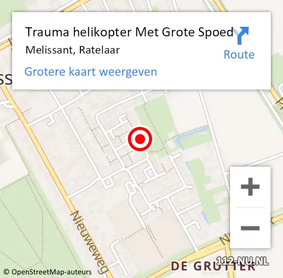 Locatie op kaart van de 112 melding: Trauma helikopter Met Grote Spoed Naar Melissant, Ratelaar op 24 juli 2022 08:09