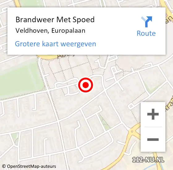 Locatie op kaart van de 112 melding: Brandweer Met Spoed Naar Veldhoven, Europalaan op 24 juli 2022 08:30