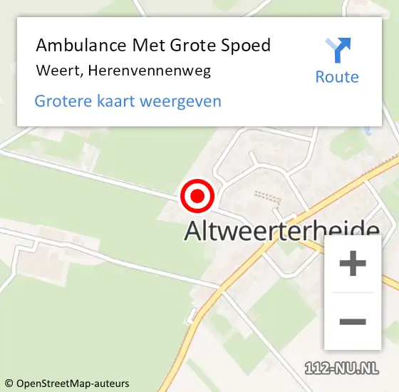 Locatie op kaart van de 112 melding: Ambulance Met Grote Spoed Naar Weert, Herenvennenweg op 24 juli 2022 11:23