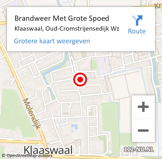 Locatie op kaart van de 112 melding: Brandweer Met Grote Spoed Naar Klaaswaal, Oude Veerweg op 24 juli 2014 09:28