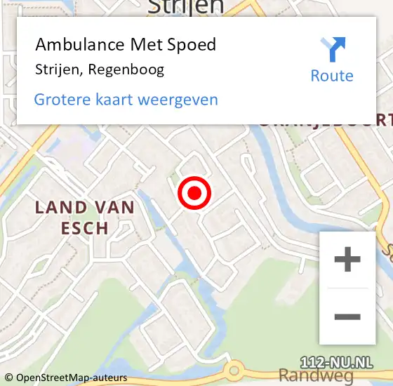 Locatie op kaart van de 112 melding: Ambulance Met Spoed Naar Strijen, Regenboog op 24 juli 2022 12:27