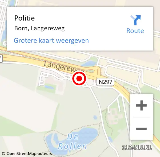 Locatie op kaart van de 112 melding: Politie Born, Langereweg op 24 juli 2022 15:21
