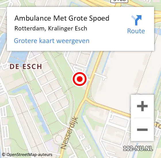 Locatie op kaart van de 112 melding: Ambulance Met Grote Spoed Naar Rotterdam, Kralinger Esch op 24 juli 2022 16:28
