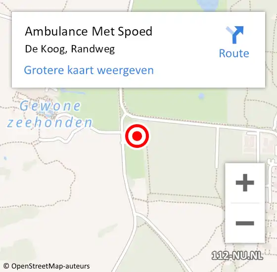 Locatie op kaart van de 112 melding: Ambulance Met Spoed Naar De Koog, Randweg op 24 juli 2022 17:04