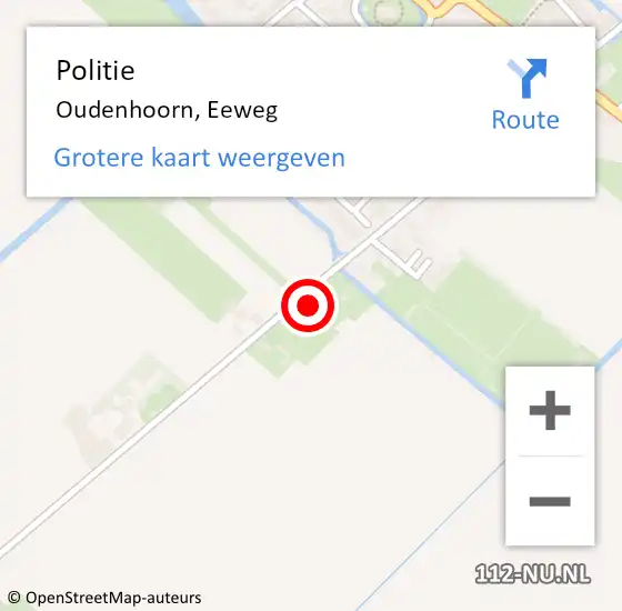 Locatie op kaart van de 112 melding: Politie Oudenhoorn, Eeweg op 24 juli 2022 18:01
