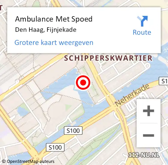 Locatie op kaart van de 112 melding: Ambulance Met Spoed Naar Den Haag, Fijnjekade op 24 juli 2022 21:46
