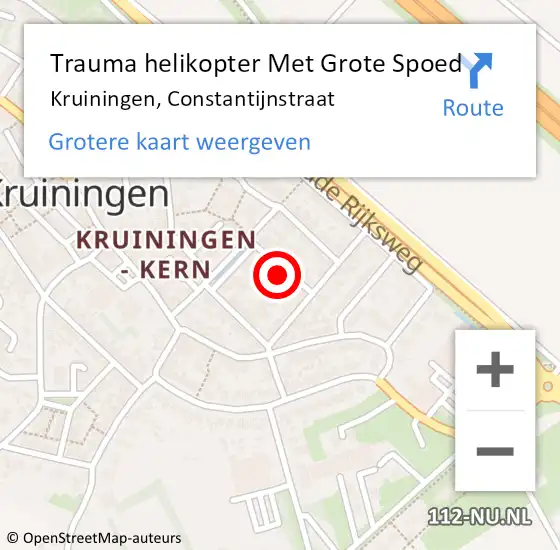 Locatie op kaart van de 112 melding: Trauma helikopter Met Grote Spoed Naar Kruiningen, Constantijnstraat op 24 juli 2022 22:24