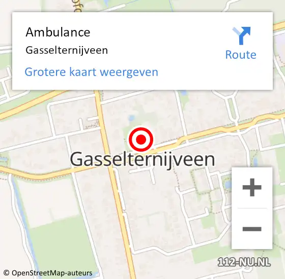 Locatie op kaart van de 112 melding: Ambulance Gasselternijveen op 25 juli 2022 02:25