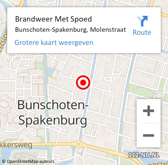 Locatie op kaart van de 112 melding: Brandweer Met Spoed Naar Bunschoten-Spakenburg, Molenstraat op 25 juli 2022 05:21