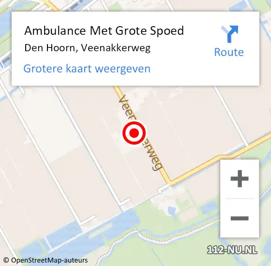 Locatie op kaart van de 112 melding: Ambulance Met Grote Spoed Naar Den Hoorn, Veenakkerweg op 25 juli 2022 06:19