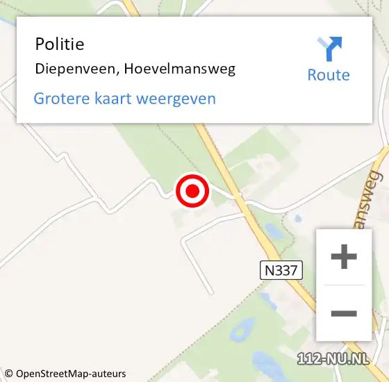 Locatie op kaart van de 112 melding: Politie Diepenveen, Hoevelmansweg op 25 juli 2022 08:24