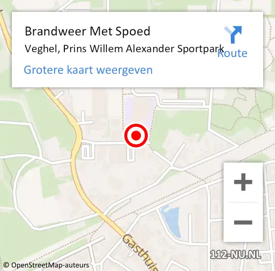 Locatie op kaart van de 112 melding: Brandweer Met Spoed Naar Veghel, Prins Willem Alexander Sportpark op 25 juli 2022 10:09