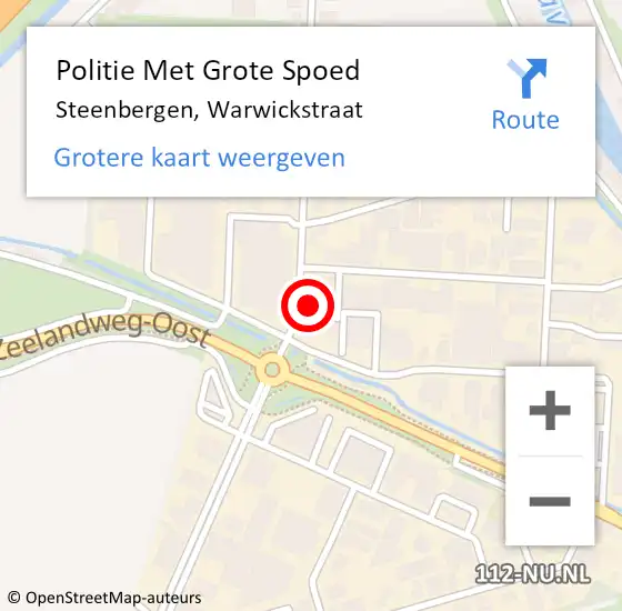 Locatie op kaart van de 112 melding: Politie Met Grote Spoed Naar Steenbergen, Warwickstraat op 25 juli 2022 11:12