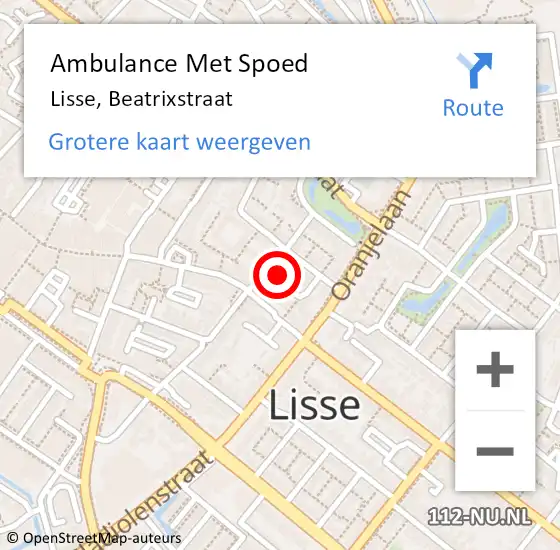 Locatie op kaart van de 112 melding: Ambulance Met Spoed Naar Lisse, Beatrixstraat op 25 juli 2022 11:44