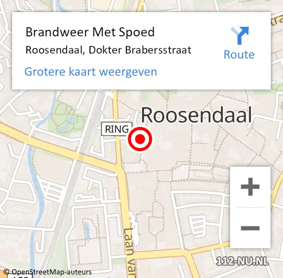 Locatie op kaart van de 112 melding: Brandweer Met Spoed Naar Roosendaal, Dokter Brabersstraat op 25 juli 2022 12:52