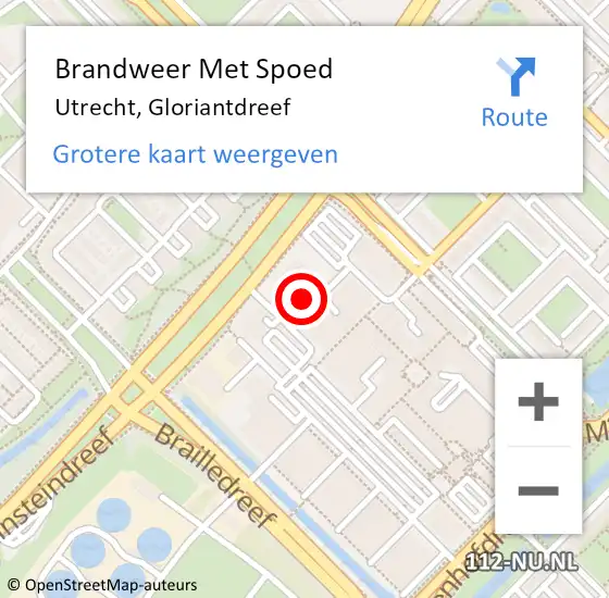 Locatie op kaart van de 112 melding: Brandweer Met Spoed Naar Utrecht, Gloriantdreef op 25 juli 2022 13:22