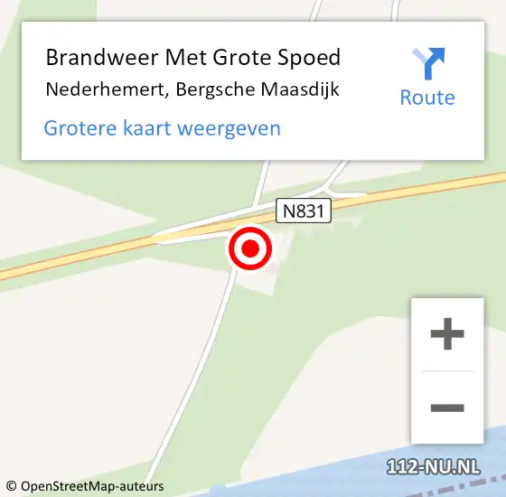 Locatie op kaart van de 112 melding: Brandweer Met Grote Spoed Naar Nederhemert, Bergsche Maasdijk op 25 juli 2022 13:24