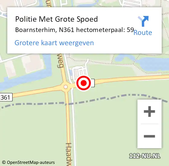 Locatie op kaart van de 112 melding: Politie Met Grote Spoed Naar Boarnsterhim, N361 hectometerpaal: 59 op 25 juli 2022 15:16