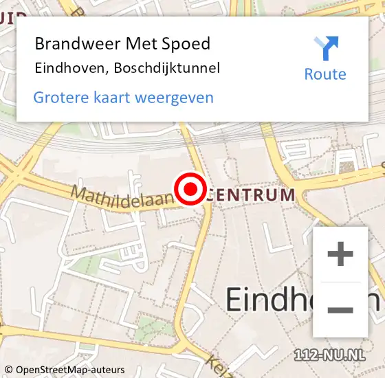 Locatie op kaart van de 112 melding: Brandweer Met Spoed Naar Eindhoven, Boschdijktunnel op 26 juli 2022 09:07