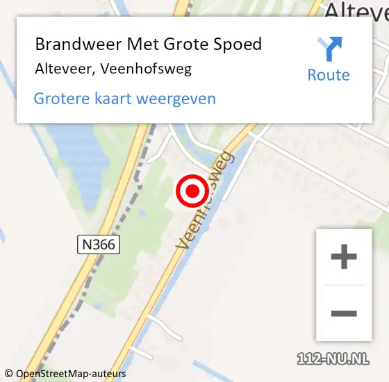 Locatie op kaart van de 112 melding: Brandweer Met Grote Spoed Naar Alteveer, Veenhofsweg op 26 juli 2022 09:56