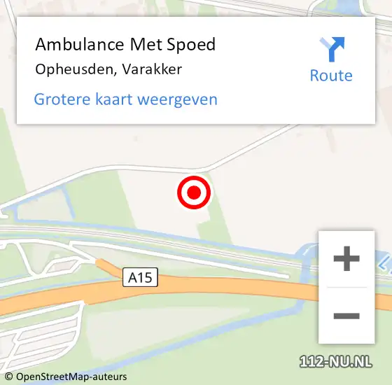 Locatie op kaart van de 112 melding: Ambulance Met Spoed Naar Opheusden, Varakker op 26 juli 2022 10:32