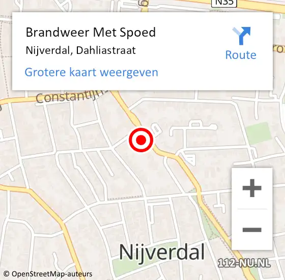 Locatie op kaart van de 112 melding: Brandweer Met Spoed Naar Nijverdal, Dahliastraat op 26 juli 2022 11:34