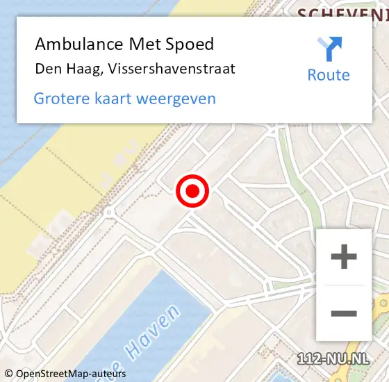 Locatie op kaart van de 112 melding: Ambulance Met Spoed Naar Den Haag, Vissershavenstraat op 26 juli 2022 11:36