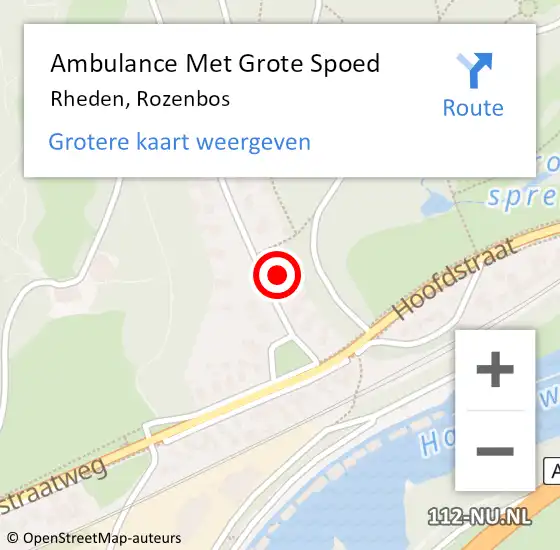 Locatie op kaart van de 112 melding: Ambulance Met Grote Spoed Naar Rheden, Rozenbos op 26 juli 2022 11:49