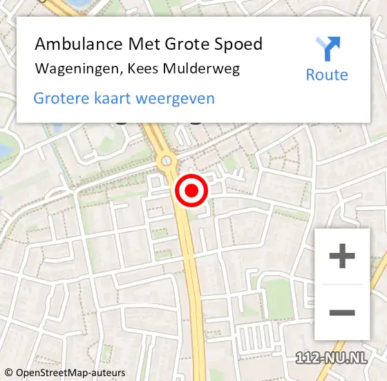 Locatie op kaart van de 112 melding: Ambulance Met Grote Spoed Naar Wageningen, Kees Mulderweg op 26 juli 2022 13:09