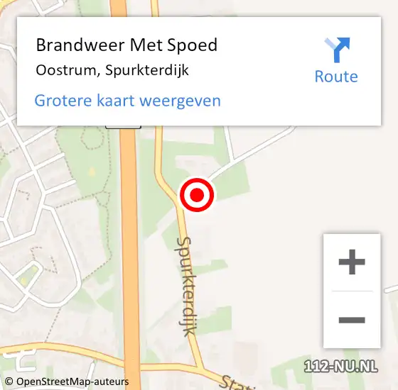 Locatie op kaart van de 112 melding: Brandweer Met Spoed Naar Oostrum, Spurkterdijk op 26 juli 2022 18:09