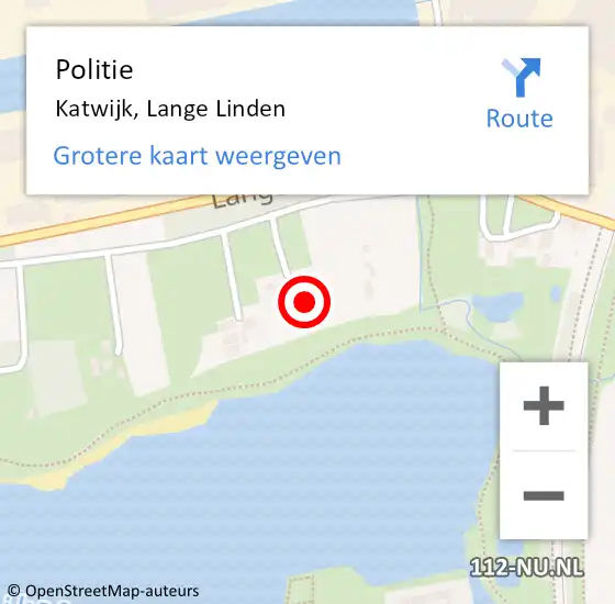 Locatie op kaart van de 112 melding: Politie Katwijk, Lange Linden op 26 juli 2022 20:53