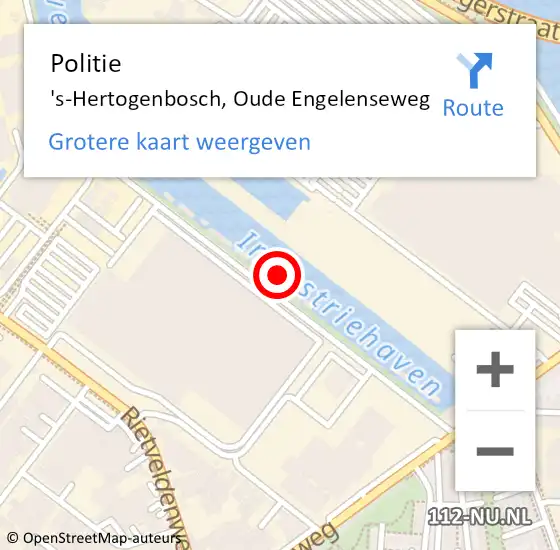 Locatie op kaart van de 112 melding: Politie 's-Hertogenbosch, Oude Engelenseweg op 26 juli 2022 20:55