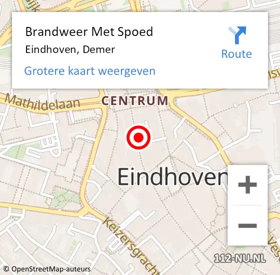Locatie op kaart van de 112 melding: Brandweer Met Spoed Naar Eindhoven, Demer op 26 juli 2022 22:00