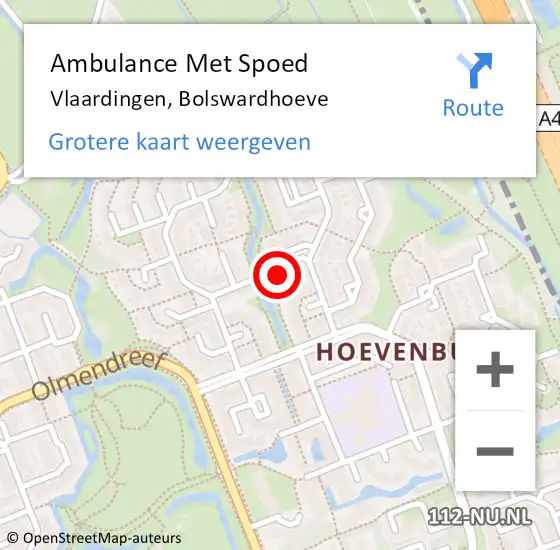 Locatie op kaart van de 112 melding: Ambulance Met Spoed Naar Vlaardingen, Bolswardhoeve op 27 juli 2022 01:38